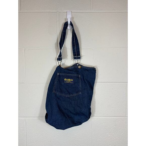 Vintage OshKosh B'Gosch Denim Tote Bag Upcycled Pocket Blue Shoulder Handbag - Picture 1 of 6